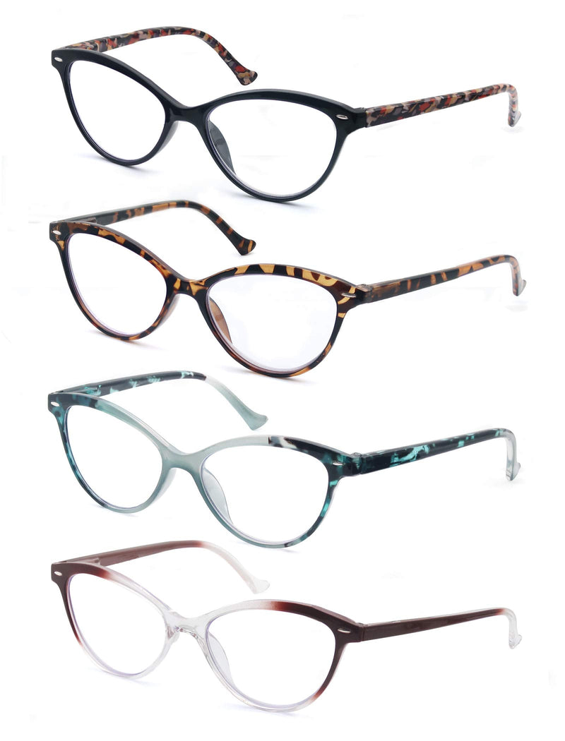HEEYYOK Reading Glasses for Women Cateye ladies Readers,Beautiful Colors Ladies Cat Eye Womens Reading Glasses Flexible Spring Hinge Lightweigth Well Wear Look Younger +0.50 4 Pack Mix Color - NewNest Australia