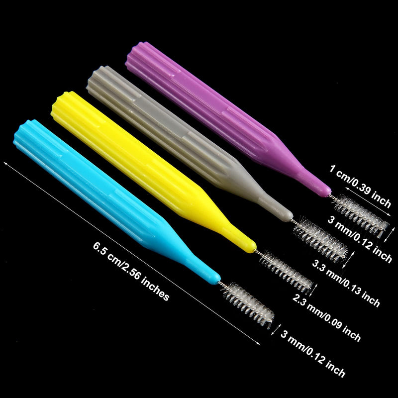 50 Pieces Braces Brush for Cleaner Interdental Brush Toothpick Dental Flossing Head Oral Hygiene Flosser Tooth Cleaning Tool (Light Blue, Purple, Yellow, Gray) Light Blue, Purple, Yellow, Gray - NewNest Australia