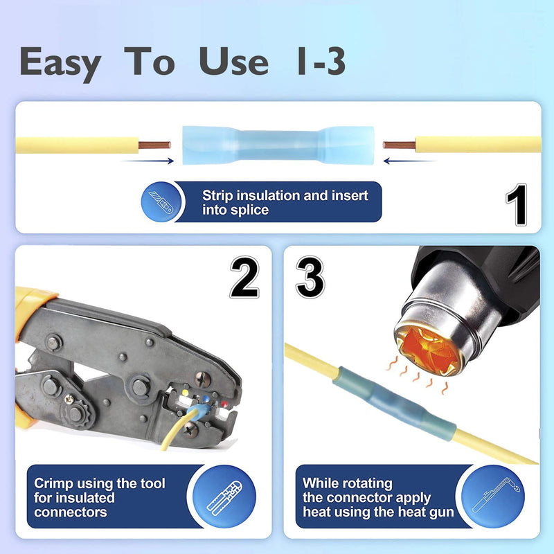 AIRIC Heat Shrink Wire Connectors Waterproof 100PCS Marine Automotive Electrical Crimp Insulated Connectors 22-16AWG 16-14 Gauge 12-10 AWG Butt Splice Terminal Connectors KIT Heat shrink connectors - NewNest Australia