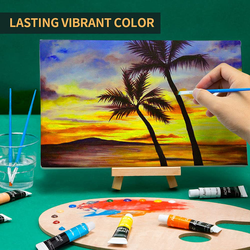 Acrylic Paint Set, Aen Art 16 Colors Painting Supplies for Canvas Wood Fabric Ceramic Crafts, Non Toxic&Rich Pigments for Beginners - NewNest Australia