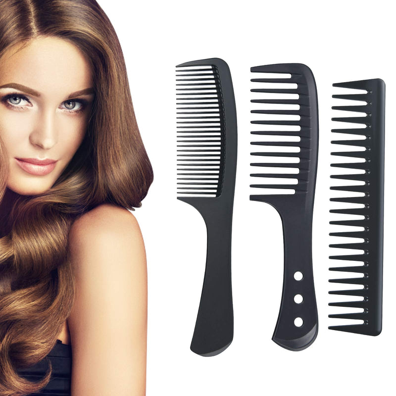 URAQT Hairdressing Combs Set, 3 Pack Wide Tooth Combs, Heat Resistant Anti-static Carbon Hair Brush Hair Comb for Long, Wet or Curly Hair Detangling Wide Tooth Comb Set - NewNest Australia