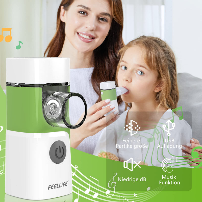 Feellife Inhaler For Kids & Adults - Quiet Inhaler For Babies - Portable, Lightweight & Effective For Respiratory Diseases - Music Function, 2 Medicine Cups Included - NewNest Australia