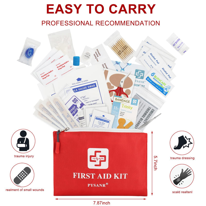 First Aid Kit, PYSANR 150 Piece Small First Aid Kits with Foil Blanket, Scissors First Aid Bag for Emergency, Home, Camping, Travel, Sports, Office, Outdoor, Car, School - NewNest Australia
