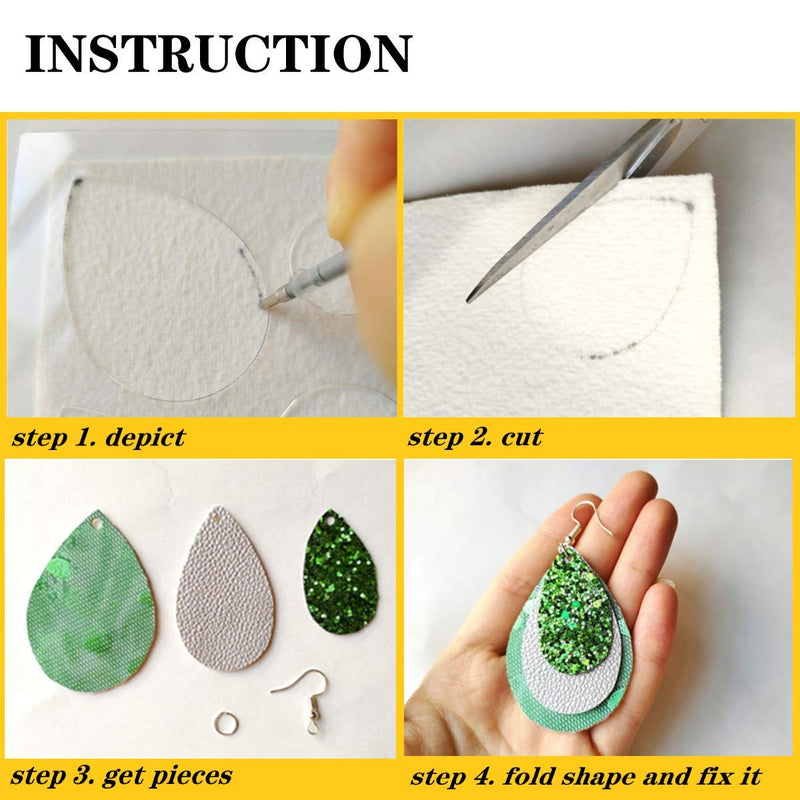 SHUANGART Reusable Earrings Making Template, Plastic Cutting Stencil for DIY Jewelry Making, Can Make Plenty of Faux Leather Earrings, Contains 2 Pcs Faux Leather Sheets(Random Colors) - NewNest Australia