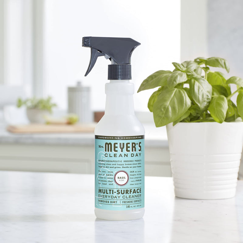 Mrs. Meyer's Multi-Surface Cleaner Spray, Everyday Cleaning Solution for Countertops, Floors, Walls and More, Basil, 16 fl oz Spray Bottle - NewNest Australia