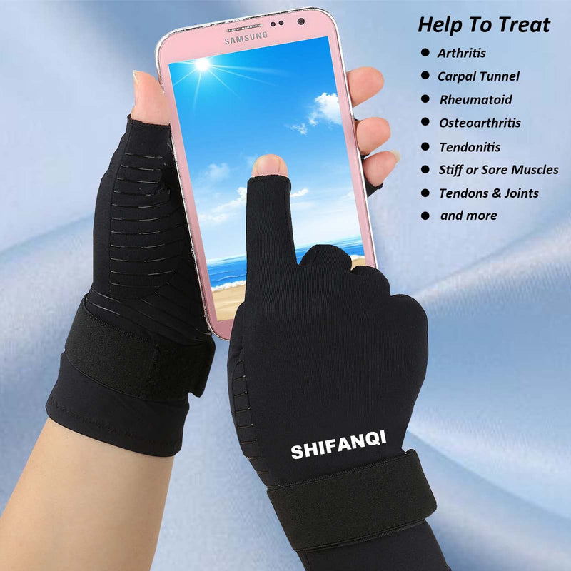 2 Pairs Copper Arthritis Gloves, Fingerless Compression Gloves For Men And Women, Arthritis Pain Relief For Carpal Tunnel, Rsi, Tendinitis, Hand Pain Typing, Gaming Knitted Gloves (L/Xl) - NewNest Australia