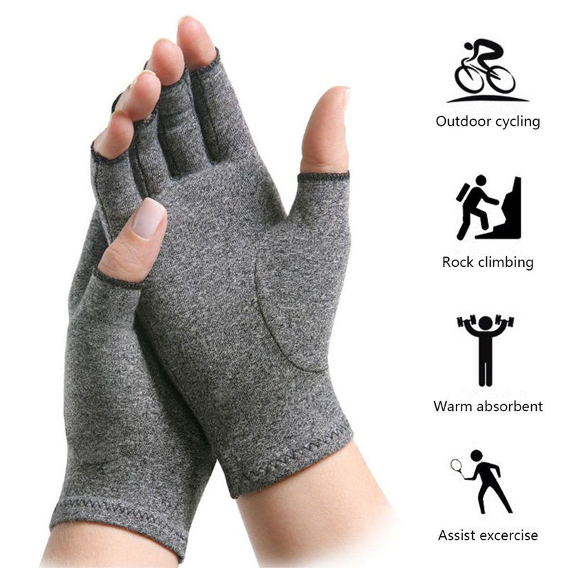 Compression Gloves Active Arthritis Gloves Hand Therapy Fingerless Gloves for Men Women Grey Increase Circulation Reducing Pain (M) M (Pack of 1) - NewNest Australia