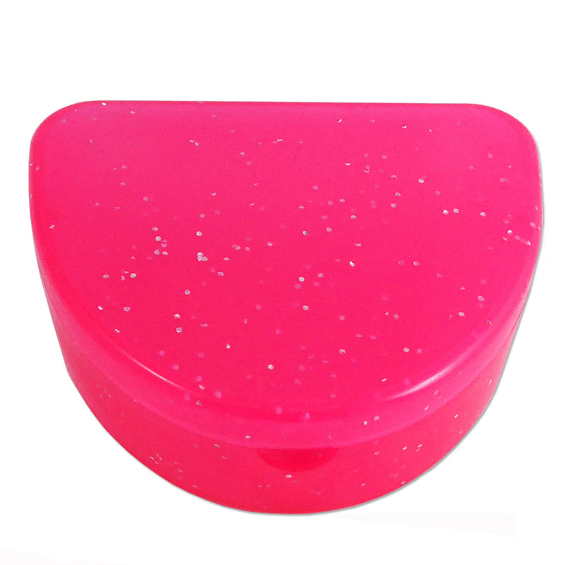 Slim Orthodontic Dental Case x 2 - Colour & Glitter Choices for Retainers, Bleaching Trays, Dentures & More (Glitter Pink & Glitter Purple) Glitter Pink & Glitter Purple - NewNest Australia