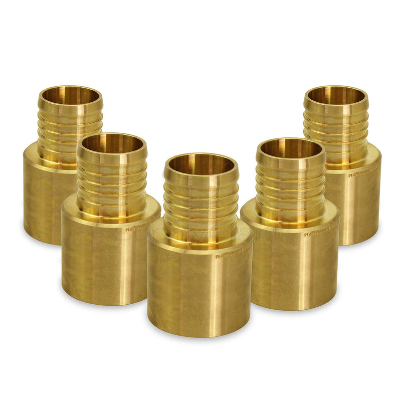 Supply Giant QTGB3434-5 Female Sweat Copper Adapter X Pex Barb Pipe Fitting, x 3/4'', Brass, 5 pack, 3/4 x 3/4 - NewNest Australia