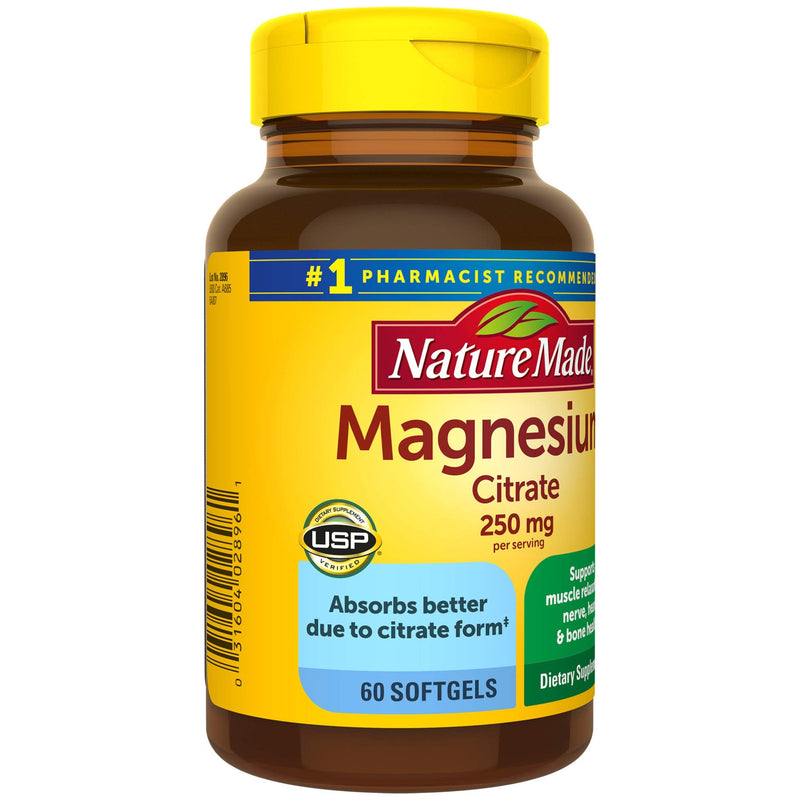 Nature Made Magnesium Citrate 250 mg, Dietary Supplement for Muscle Support, 60 Softgels, 30 Day Supply 60 Count - NewNest Australia