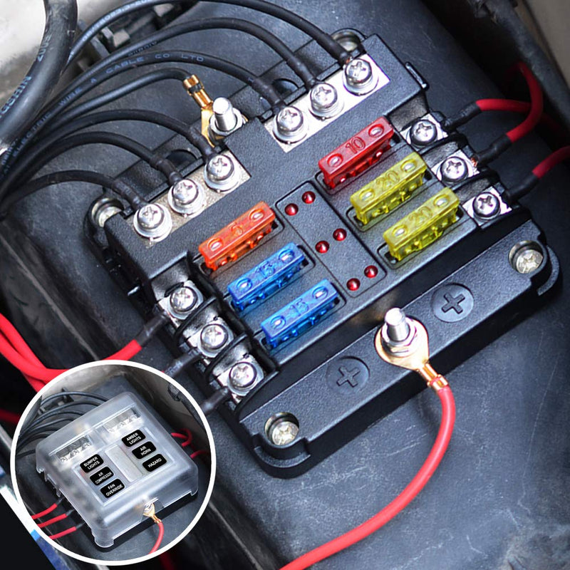 6 Way 12V Fuse Box 12Volt Blade Fuse Block, 6 Circuit W/Negative Bus Waterproof Fuse Box with LED Indicator for 12V/24V Automotive Golf Cart Truck Car Boat Marine RV Van Vehicle - NewNest Australia