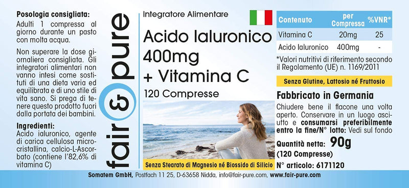 Fair & Pure® - hyaluronic acid tablets 400mg with vitamin C - high dosage - 120 tablets - NewNest Australia