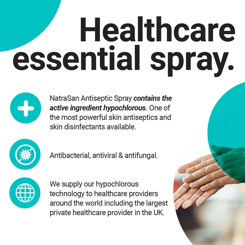 NatraSan Antiseptic Spray (250 ml) – Hypochlorous Medical-Grade Skin and Surface Sanitiser, Disinfectant – Alcohol-Free, for Hands, Skin, Tattoo & Piercings, Surfaces, Baby Items & More 250ml - NewNest Australia