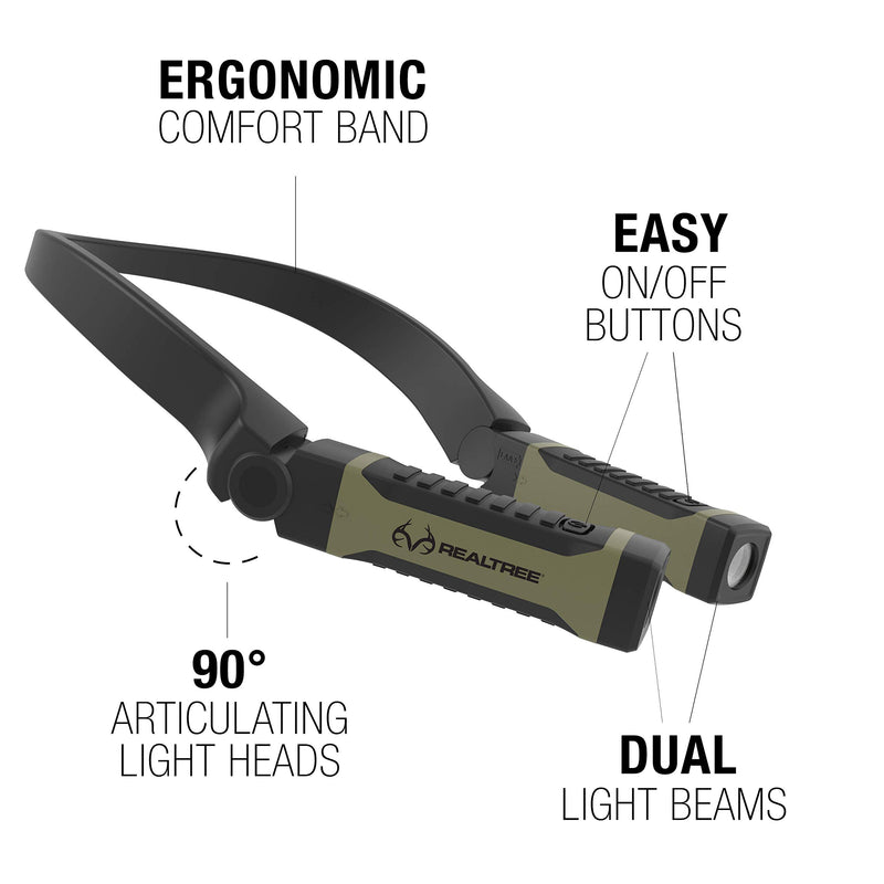 RealTree Alkaline Neck Light for Hands-Free Lighting with high and low brightness modes great for camping light, hunting light, working light and more - NewNest Australia