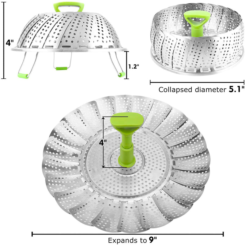 Vegetable Steamer Basket, Stainless Steel Folding Steamer Basket Insert for Veggie Fish Seafood Cooking, Expandable to Fit Various Size Pot (5.1" to 9") ZG -Small - NewNest Australia