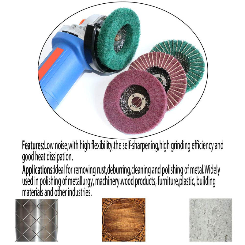 FPPO 5Pcs 4.5" x 7/8" Nylon Fiber Flap Disc Polishing Grinding Wheel,Scouring pad Buffing Wheel for Angle Grinder, Polishing Tools (Grit 120) grit 120 - NewNest Australia