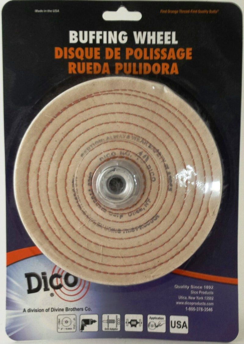 Dico 527-40-6 1/4-Inch Spiral Sewn 6-Inch Diameter 1/2-Inch Thick Buffing Wheel, White (7000194) 6" - NewNest Australia