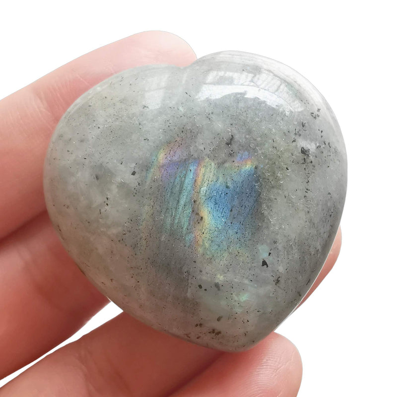 Manekieko Natural Moonstone Palm Worry Carved Heart Love Stone, 40mm Crystals and Healing Stones - NewNest Australia