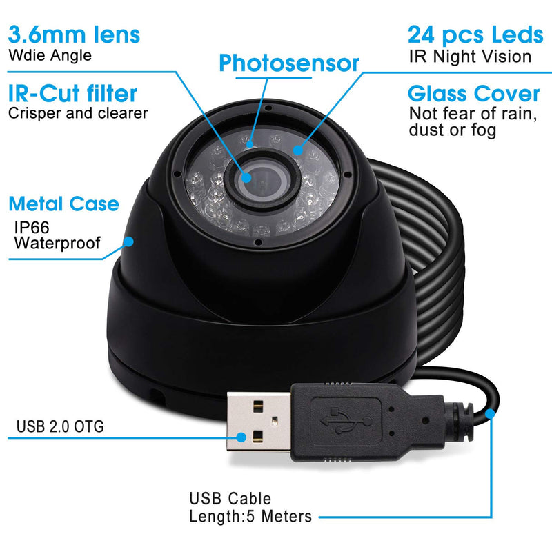 SVPRO Outdoor USB Camera 1080P Full HD Waterproof Night Vision Camera with Infrared LEDs CCTV Home Surveillance System 30/60/120fps OV2710 CMOS Dome Security USB Camera 3.6mm Lens IR-Cut Metal Housing FHD 1080P Security Camera - NewNest Australia