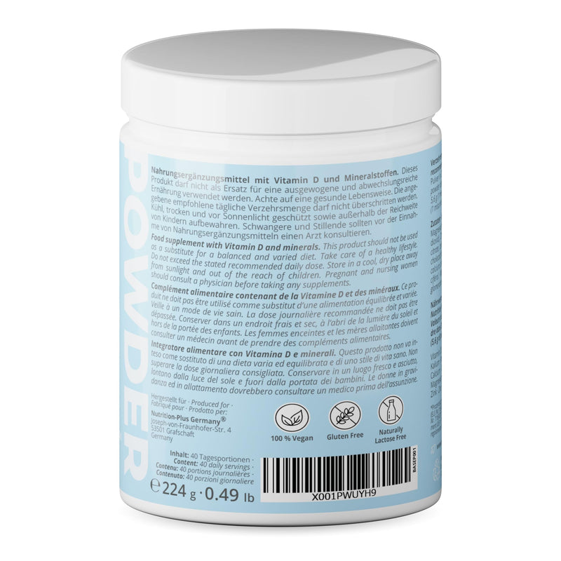 Base powder to take based on citrate - vegan, high-dose, lactose-free - with vitamin D3, zinc and potassium - 224 g acid base powder without sugar, sodium and additives - NewNest Australia