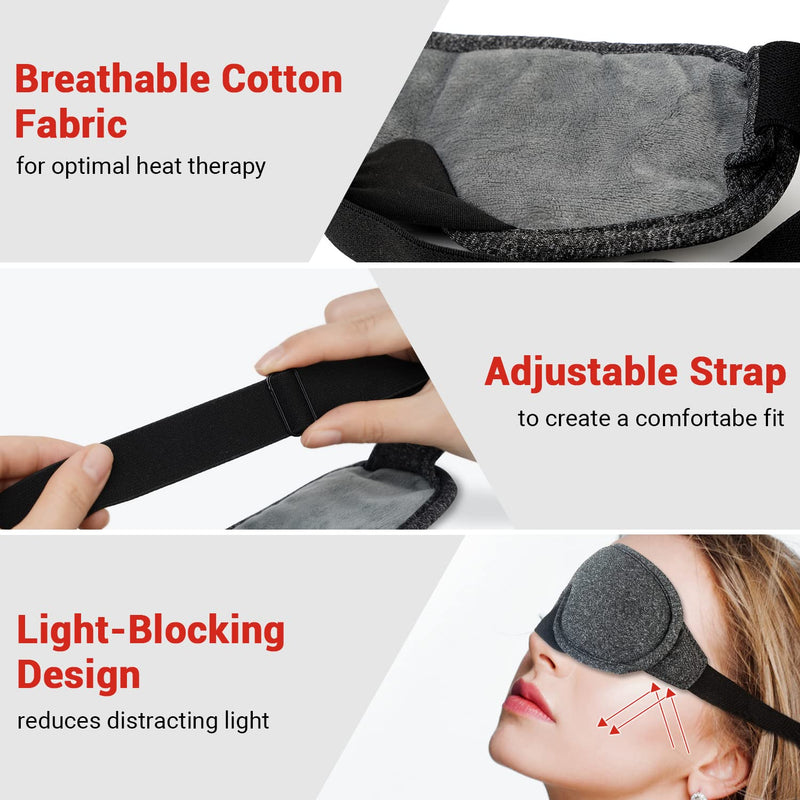 DR.PREPARE Heated Eye Mask, Electric USB Cotton Eye Compress Heating Pad with Smart Temperature & Timer Control, Earplugs for Sleep, Dry Eyes, Blepharitis, Dark Circles and Puffy Eyes - NewNest Australia