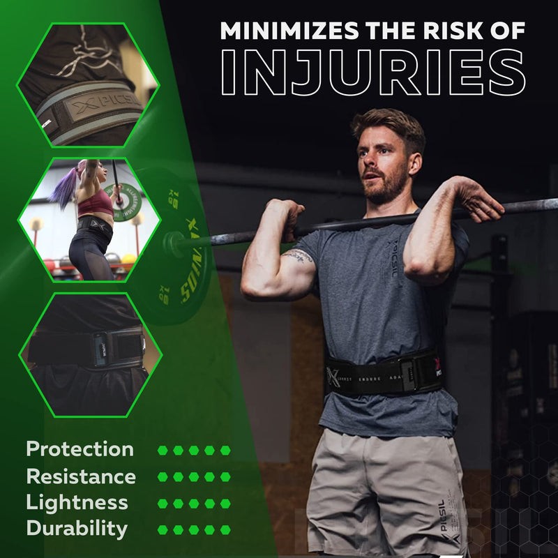 Picsil Weight Lifting Belt, Lumbar Support, Excellent For Squats, Clean, Lung, Deadlift, Thrusters, Adjustable Belt With Space For Patches, Comfortable Waist - NewNest Australia