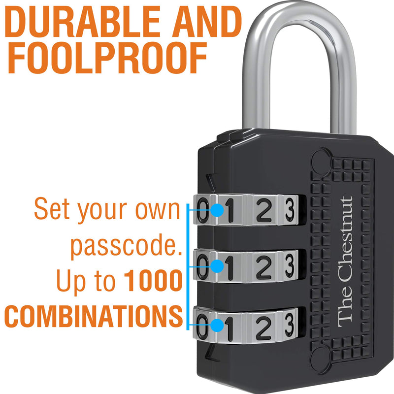 Padlock with 3 Digit Combination - Outdoor Weatherproof Combination Lock - Keyless Resettable Combo - for Luggage, Fence, Travel, Gate, Door, School, Gym, Sports, Toolbox, Case, Employee Lockers, Hasp 1 - NewNest Australia