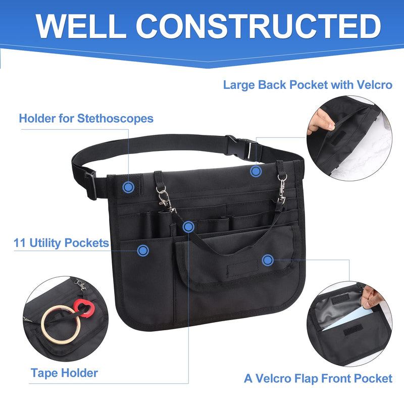 Wessleco Nurse Fanny Pack with Stethoscope Holder, Nurse Belt Organizer Pouch, Nurse Utility Tool Belt with Tape Holder, Nurse Waist Belt Bag for Women Men Black - NewNest Australia