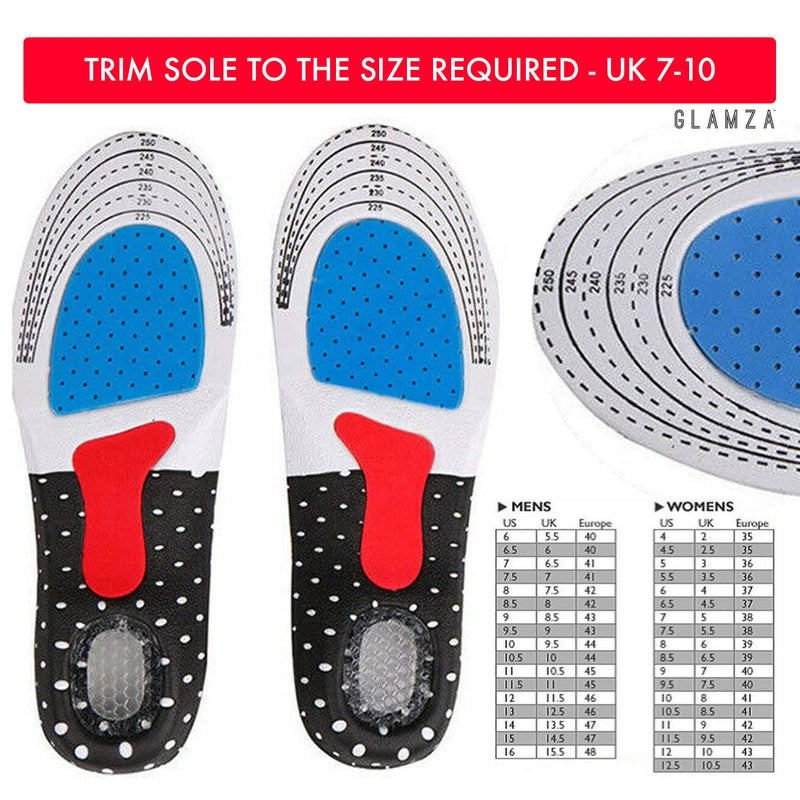 Orthotic Insoles GLAMZA Trim to Fit Arch Support Insoles for Men & Women with Heel Cushion for Shock Absorption - Insert Provides Support for Plantar Fasciitis, High Arches & Flat Feet (Size UK 7-10) - NewNest Australia