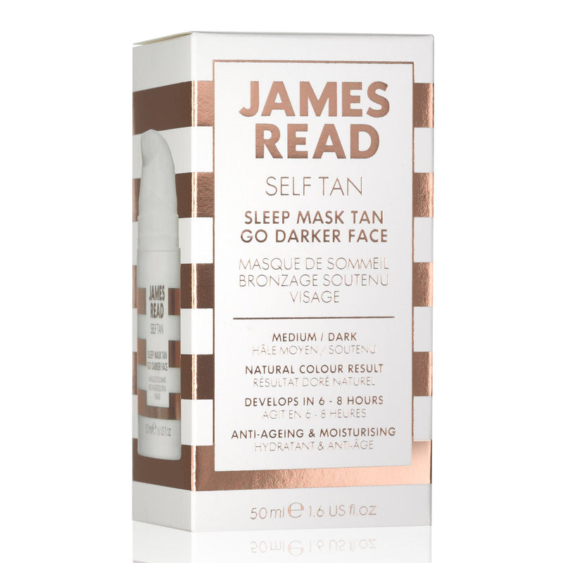 JAMES READ Sleep Mask Go Darker Face 50ml MEDIUM/DARK Overnight Gradual Self Tan Natural Colour Results Develops in 6-8 Hours, Enriched with Aloe Vera & Hyaluronic Acid Lasts up to 7 Days - NewNest Australia