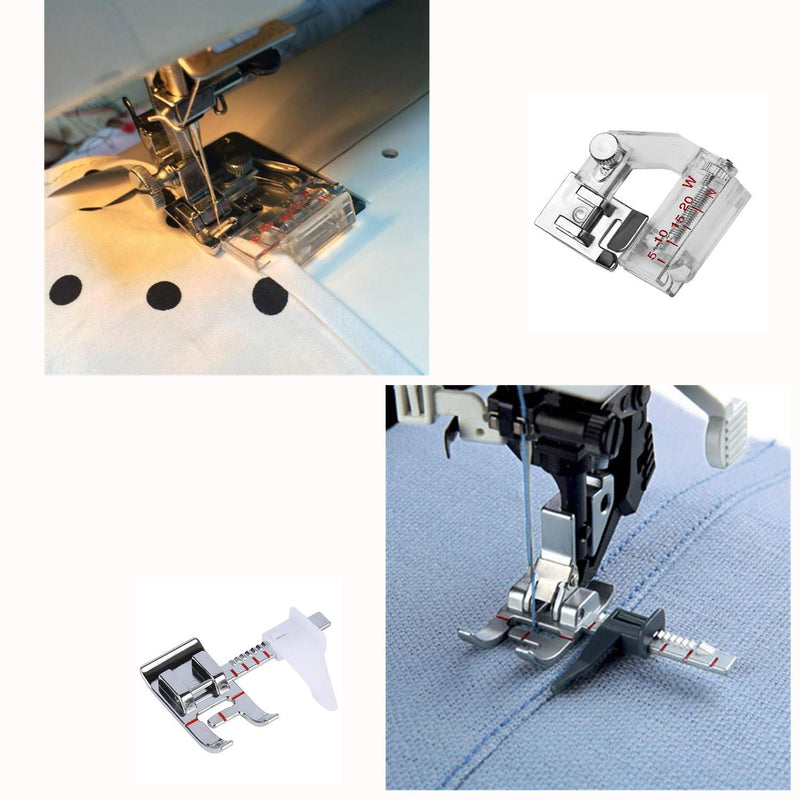 Windman Sewing Hemming Set Includes 3Pcs Wide Hem Foot,3Pcs Narrow Rolled Hem Presser Feet,Bias Tape Binder Foot and Adjustable Guide Presser Foot for Brother Singer Janome Low Shank Sewing Machine - NewNest Australia