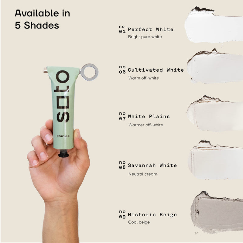 soto Premium SPACKLE 7-Piece KIT. Includes: Spackle, Key, Knife, Sandpaper, Gloves, Towel, Cotton Tool Storage Case. Use on: Walls, Ceiling, Furniture, Cabinets (No. 01 Perfect White) No. 01 Perfect White - NewNest Australia
