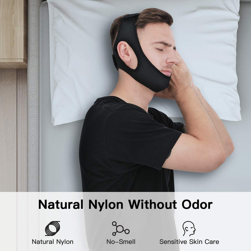 Anti Snore Chin Strap [Upgraded 2022], Vosaro Snoring Solution Effective Anti Snore Device, Adjustable and Breathable Stop Snoring Head Band for Men Women, Black - NewNest Australia