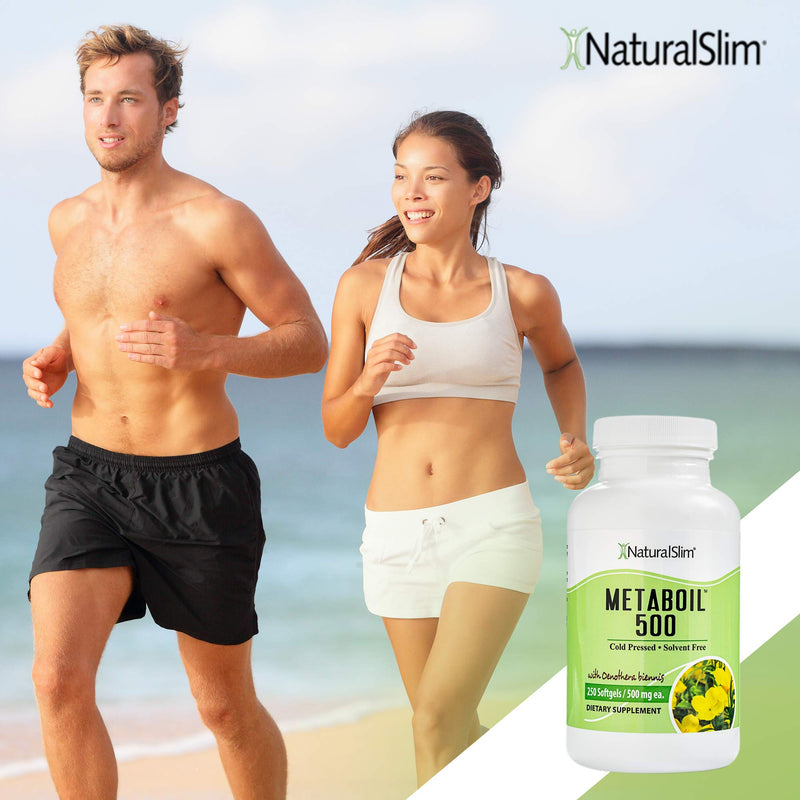 NaturalSlim Metaboil 500 w/ Evening Primrose Oil & GLA (Gamma-Linolenic Acid) - Solvent Free Cold Pressed Supplements - Natural Anti-Inflammatory & Burner of Resistive Fat - 500mg, 250 Softgels - NewNest Australia