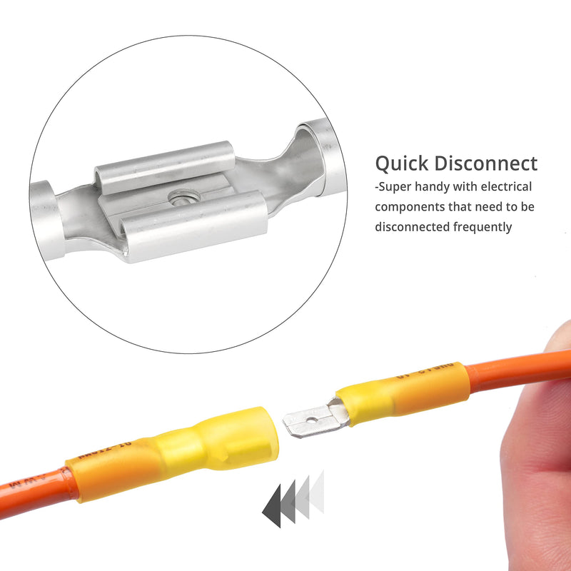 90 PCS Wirefy Female Spade Connectors - Heat Shrink Spade Connector Kit - Quick Disconnect Wire Connectors - Electrical Spade Terminals - Yellow 12-10 Gauge - NewNest Australia