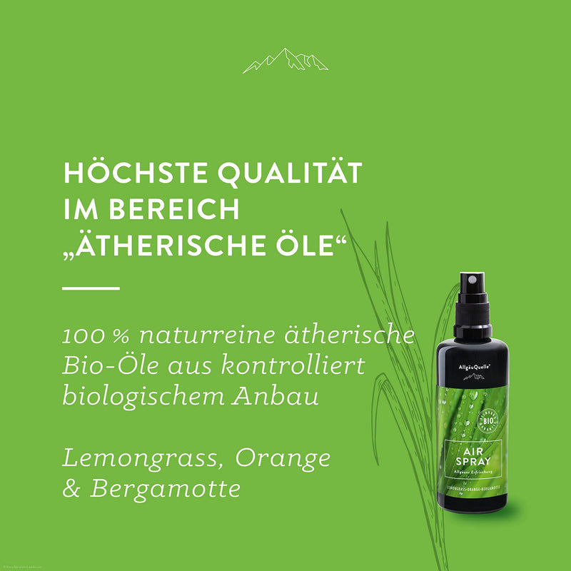 Allg√§Uquelle Organic Airspray - Comparison Winner 2022 - With 100% Organic Oils Allg√§Uer Refreshment Lemongrass Orange Bergamot (100 Ml) Natural Organic Room Fragrance With Essential Oils Organic Room Spray Natural - NewNest Australia