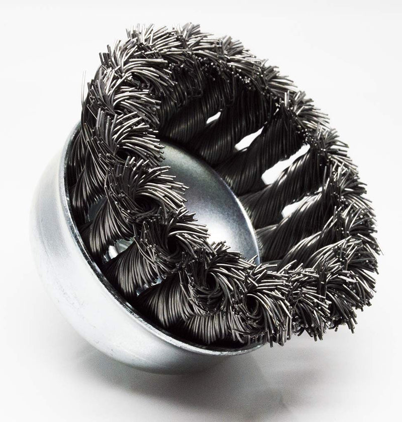 Benchmark Abrasives 2-3/4" Oxidation Resistant Knotted Cup Brush with 5/8"-11 Inch Arbor Coarse Grit - Carbon Steel Wire - NewNest Australia