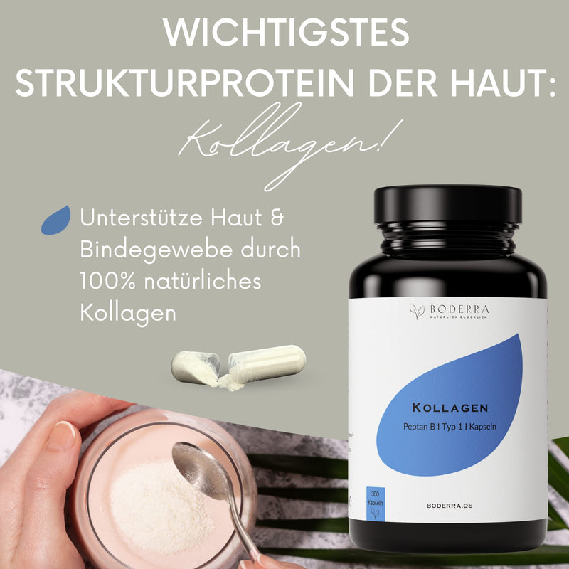 Boderra Collagen Capsules High Dose (300 Collagen Capsules) ‚ 2500 Mg Daily Dose ‚ Water Soluble Premium Collagen Hydrolysate ‚ Collagen Type 1 ‚ Laboratory Tested ‚ Bioavailable ‚ Bottled In Germany - NewNest Australia