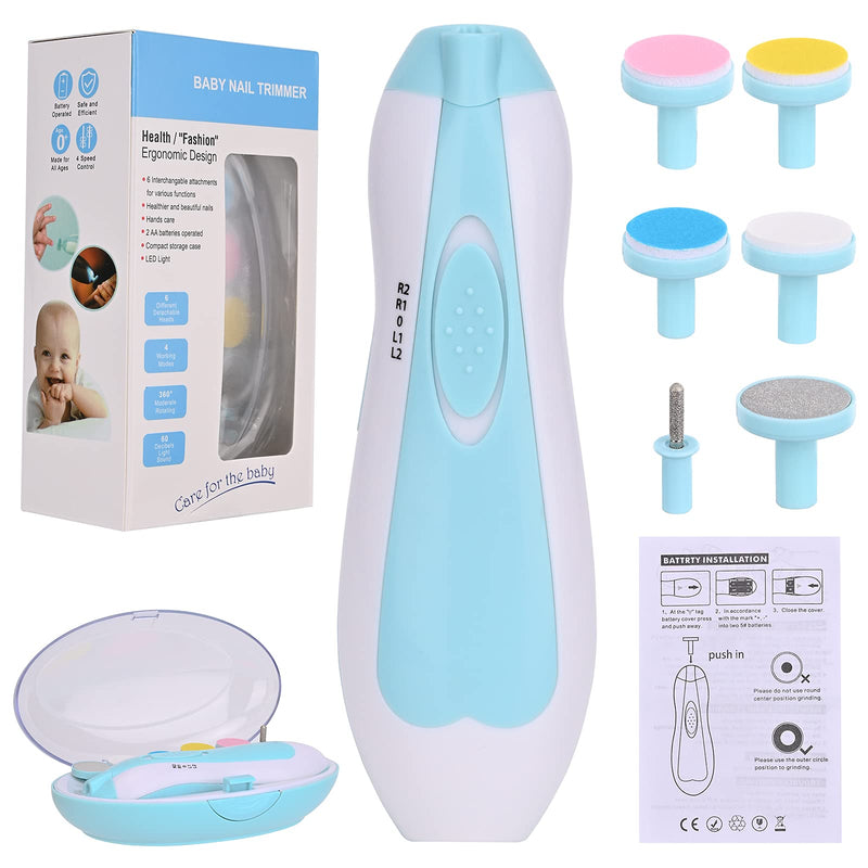 Baby Nail Clipper,Electric Baby Nail Trimmer,Toes Fingernails Care Trimmer with LED Light for Newborn,Kids and Adults(Blue) - NewNest Australia