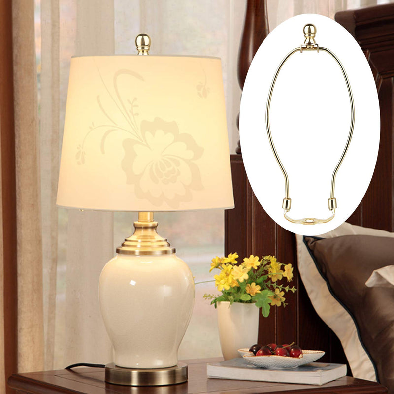 8 Inch Lamp Harp Holder, DIY Lighting Accessories with Saddle and Solid Metal Finial Horn Frame Lampshade Bracket for Table/Floor Lamps Fitting (Gold - 2Pcs) Gold 8inch - 2Pcs - NewNest Australia