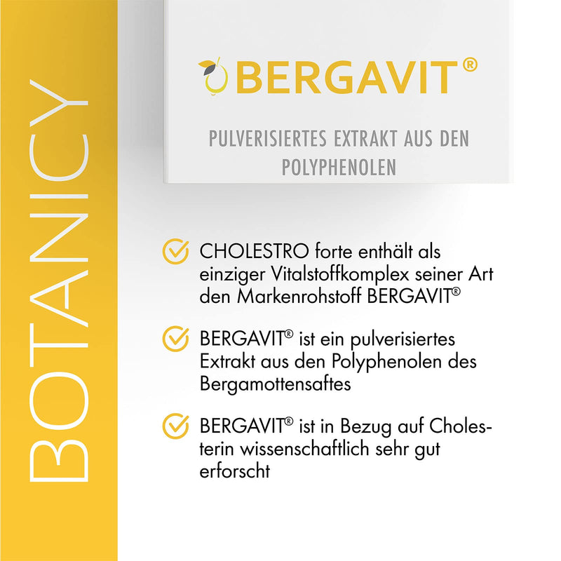 Botanicy Cholestro Forte With Bergavit - Cholesterol Naturally Lower - Bergamot Extract, Vitamin A, C And E, Zinc, Selenium & Choline - Hormone-Free, Vegan - 60 Tablets - NewNest Australia