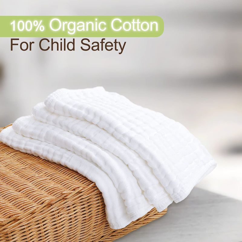 Muslin Burp Cloths - Burp Clothes for Baby Girl/boy, Organic Baby Clothes Burping Cloths for Babies - 6 Layers absorbance by KiddyCare, Baby Burp Cloth - Burp Rags, Muslin washcloths, 4 Pack White - NewNest Australia