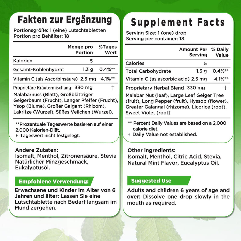 Herbion Naturals Cough Drops With Natural Mint Flavor, Sugar Free With Stevia, Dietary Supplement, Soothes Coughing, For Adults And Children From 6 Years, 18 Drops - NewNest Australia