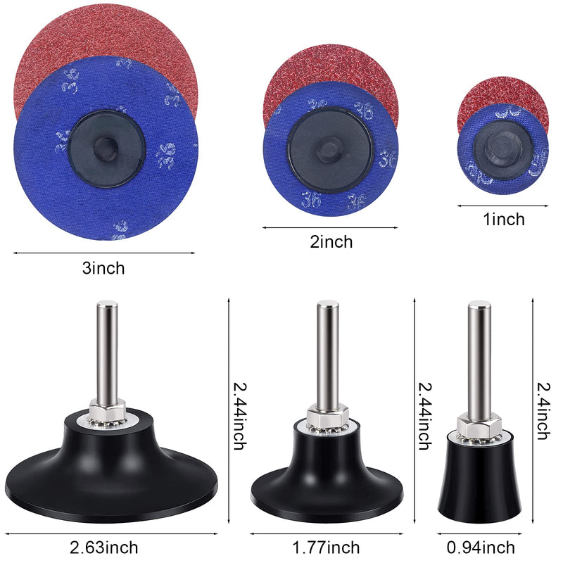 LOCOLO 30 PCS Roloc Disc Pad Holder Roloc Sanding Disc Set,1/2/3 in Sander Disc Holder 36 Grit 60 Grit 80 Grit 120 Grit Roloc Flap Discs 1/4 in Shank Double Replacement Rod for Die Grinder accessory - NewNest Australia