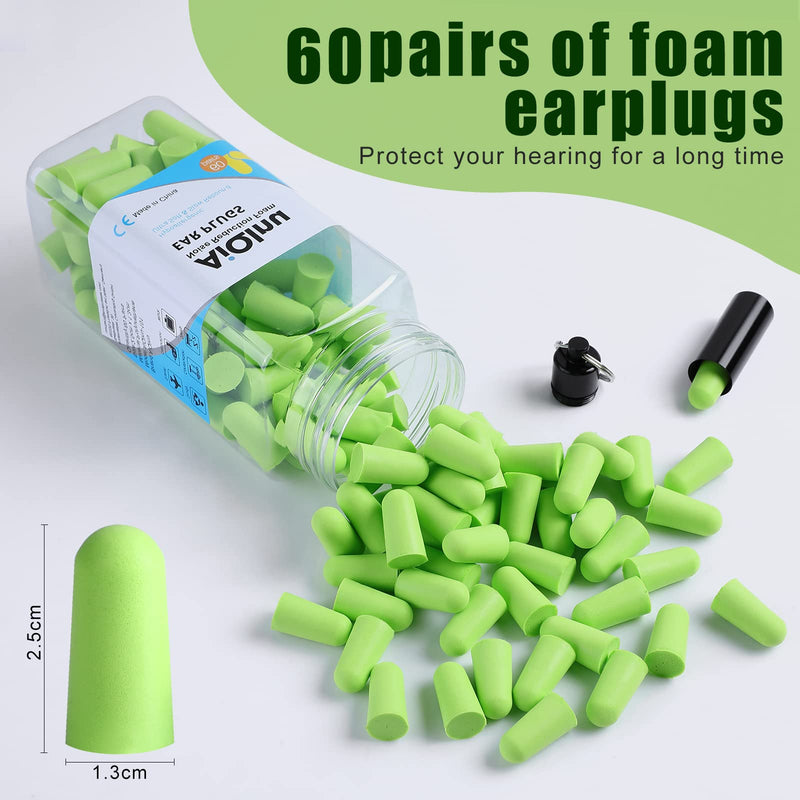 Aiqinu Ear Plugs For Sleeping, Hearing Protection Ear Plugs 60 Pairs 38 Db Snr, Super Soft Foam Ear Plugs, Noise Protection Ear Plugs Ideal For Snoring, Learning, Travel, Concerts - NewNest Australia