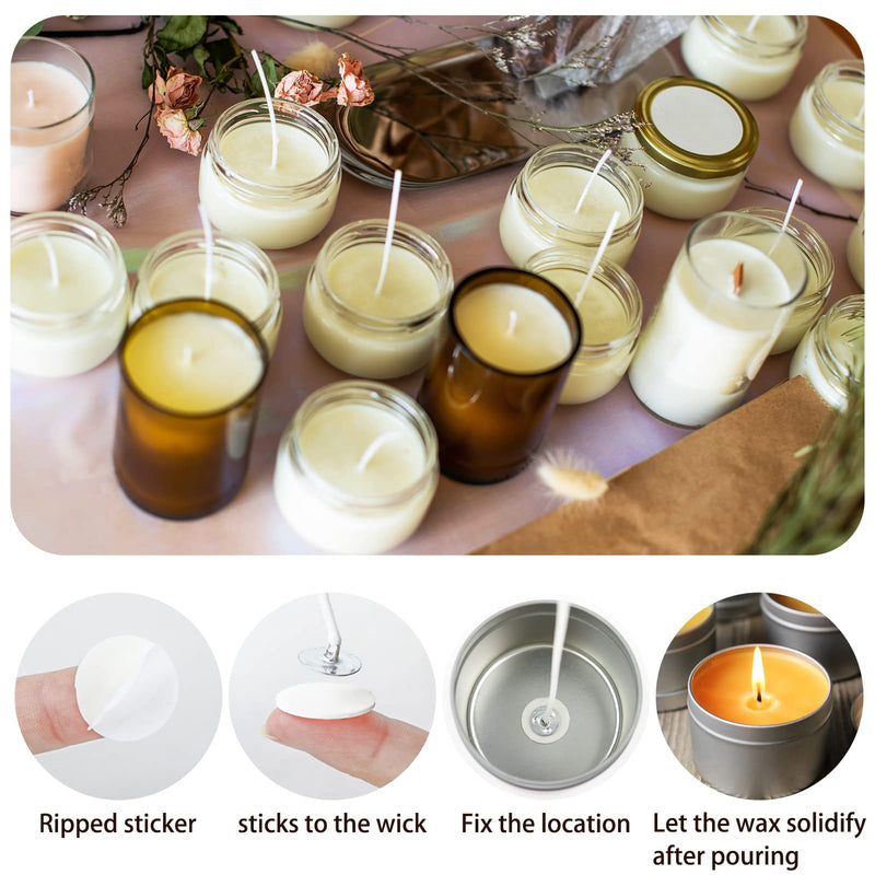 EricX Light 240 pcs Candle Wick Stickers,Heat Resistance Glue Adhere Steady in Hot Wax for Candle Making 240pcs - NewNest Australia
