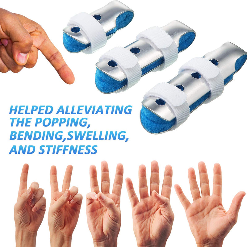 6 Pieces Finger Splints Metal Finger Support Finger Stabilizer for Adults and Children Finger Knuckle Joint Fixation, 3 Sizes (Blue) Blue - NewNest Australia