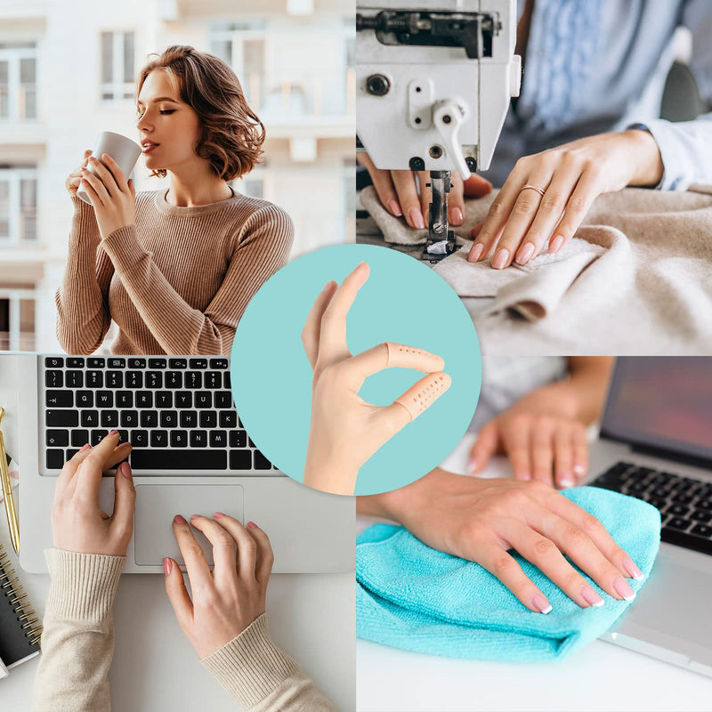 Gel Finger Cots (Breathable, Latex Free), Finger Protectors with Hole(14PCS), Silicone Finger Gloves, Finger Covers for Hand Eczema, Trigger Finger, Finger Cracking, Finger Arthritis, Reusable. - NewNest Australia