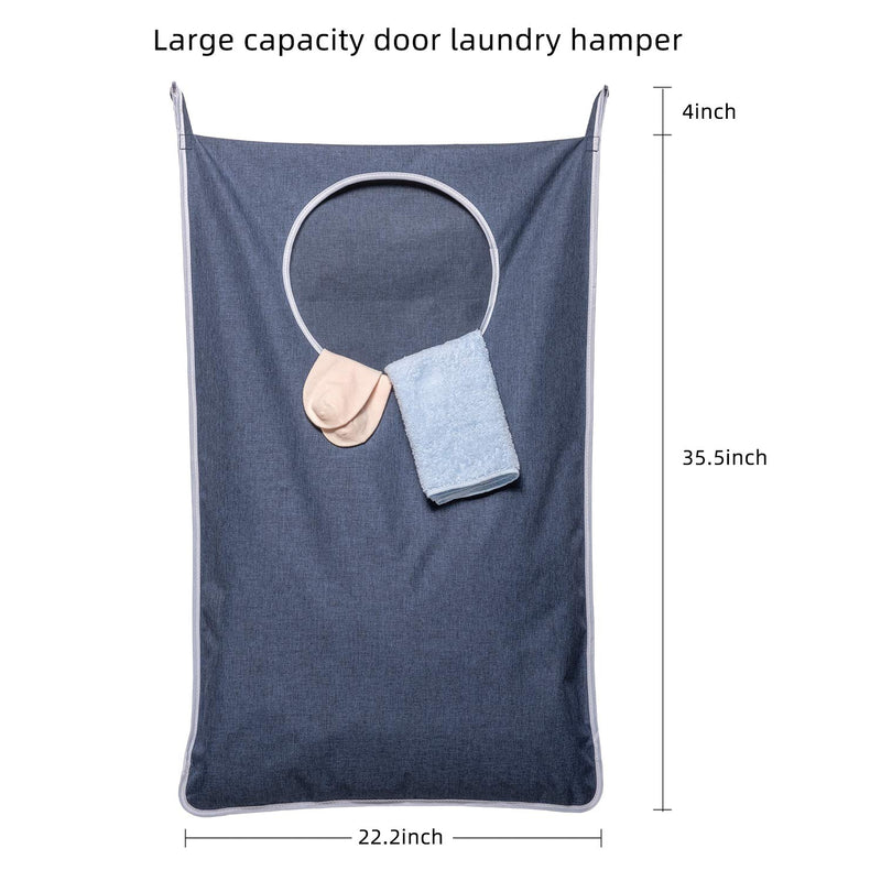 NewNest Australia - SAVERHO Hanging Laundry Hamper Bag, Door Hanging Hamper with Hooks Laundry Basket Dirty Clothes Hanging Laundry Storage Bag Larg Size 35X22inch(Blue) Blue 