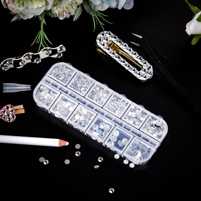 Mr. Pen- Rhinestones, 2000 pcs with Pick Up Tweezer and Rhinestones Picking Pen, 12 Sizes, Flat Back Round Rhinestones, Rhinestones for Crafts, Face gems, Rhinestones for Nails, Rhinestones for Makeup - NewNest Australia